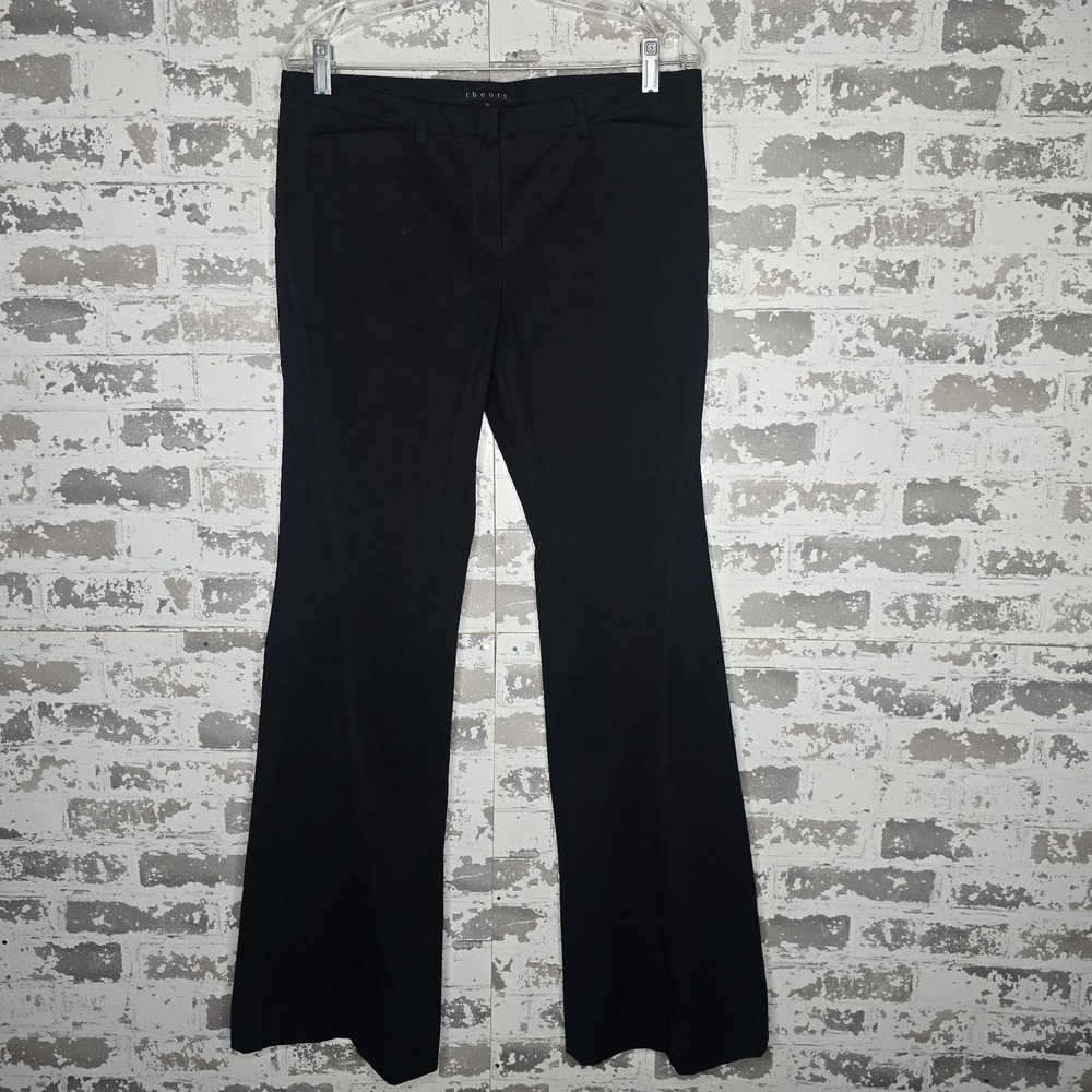 Theory Jeans Womens 10 Black Stretch Relaxed Flared Leg Boho Trousers Pants USA